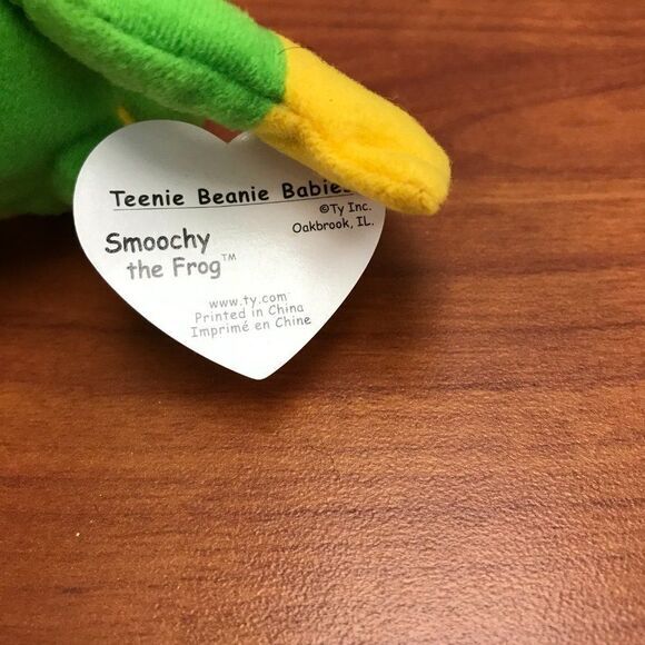 TY Teenie Beanie Babie - Smoochy the Frog green/yellow frog 1993 - Picture 3 of 4